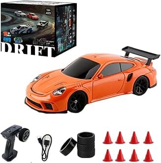 Mini RC Drift Car with Gyro, 1/43 RC Electric Racing Car 4WD Remote Control Car with Lights, High Speed RC Vehicle for Adults - RTR Version