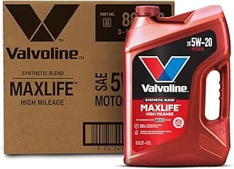 Valvoline MaxLife High Mileage 5W-20 Synthetic Blend Motor Oil 5 Quart, Pack of 3