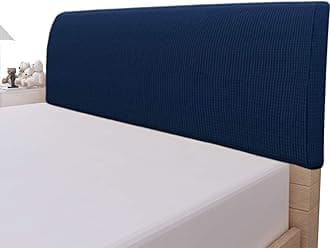 Easy-Going Stretch Bed Headboard Cover,Small Square Jacquard Headboard Slipcover, Dustproof Bed Head Cover for Bedroom (King,Navy)