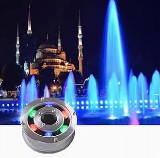 LED Ring Fountain Lamp - Submersible RGB Lights, 12/24V Park Square LED Underwater Light, Waterproof IP68 Embedded Fountain Pool Spotlight, Stainless Steel Color Landscape Lights(9w(12V))
