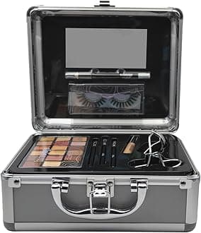 – bonvoyage, Eye Makeup Kit, Includes False Eyelashes, 18 Colour Eyeshadow Palette, Eyeliners, Lash Curler, and Make up Brushes, Portable and Lightweight Train Case, All About My Eyes