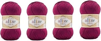 Hand Knitting Yarn 100% Microfiber Acrylic Yarn Alize Diva Silk Effect Thread Crochet Art Lace Craft Lot of 4 skeins 400gr 1532yds (326)