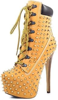 Women's Platform Lace Up Stiletto Heel Ankle Boots