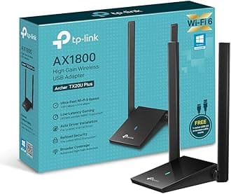 AX1800 Wi-Fi 6 Dual Antennas High Gain Wireless USB 3.0 Adapter, Dual-Band, Auto Driver, MU-MIMO, Low- Latency, 1-Meter Cable, Supports Windows 10/11, Highly Secure WPA3 (Archer TX20U Plus)