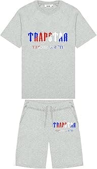 YOUPO Trapstar Letters Printed Casual Sportswear Suit, Men and Women T-Shirt + Shorts + Hat 3 Piece, Loose Jogging Short Sleeve Tracksuits (Color : A2, Size : Medium)
