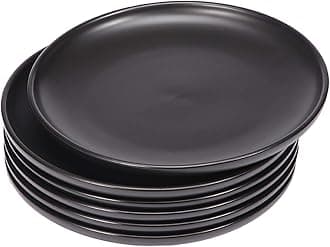 BonNoces Matte Black Porcelain Dinner Plate, 10-Inch Large Elegant Round Serving Plate Set Perfect for Steak, Pasta, Dessert and Salad, Set of 6