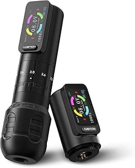 Ambition Seher Wireless Tattoo Machine with 6 Strokes Length 2.2mm-4.2mm Rotary Tattoo Gun Cartridge Pen with 2Pcs 2400mAh Touch Buttons LED Digital Display Coreless Motor for Tattoo Artist