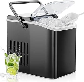 OLIXIS Ice Maker Machine with Handle,26lbs in 24Hrs,9 Ice Cubes in 6 Mins,Auto-Cleaning Portable Ice Maker with Basket and Scoop, Countertop Ice Maker for Home/Kitchen/Camping/RV, Black