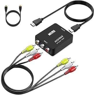 BD&M AV to HDMI Converter, RCA to HDMI, 1080P Mini RCA Composite CVBS Video Audio Converter Adapter Support PAL/NTSC for TV/PC/ PS3/ STB/Xbox VHS/VCR/Blue-Ray DVD Players