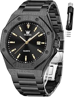 - Watches for Men Stainless Steel Business Dress Large Easy to Read Analog Watch Waterproof Luminous Casual Luxury Men Watch