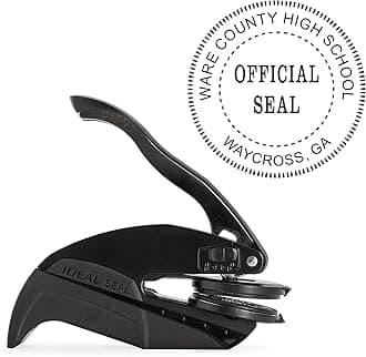 Custom Official Seal Embosser (1.63″×1.63″) – Personalized Book & Library Embossing Stamp – Raised Paper Imprint Seal for Office, Library, Classroom & Certificates