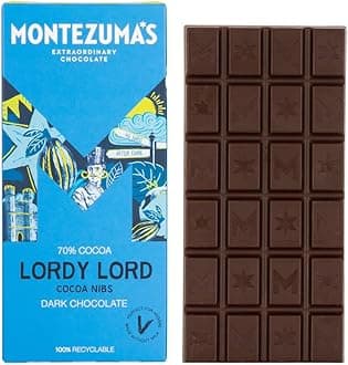 Montezuma's Lordy Lord, 70% Cocoa, Dark Chocolate With Cocoa Nibs, Gluten Free & Naturally Vegan, 90g Bar , Pack of 1