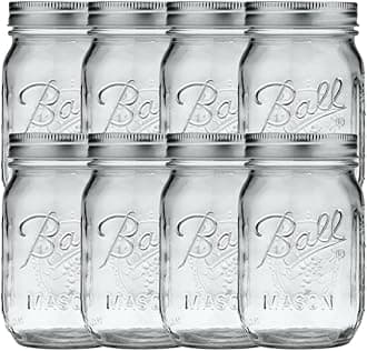 Ball Regular Mouth Pint (16 oz.) Mason Jars with Lids and Bands, for Canning or Drinkware, 8 Count