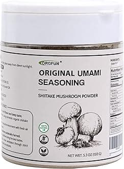 ORGFUN Original Shiitake Mushrooms Powder, Natural Umami Seasoning, Mushroom Powder for Cooking, 5.3 Oz