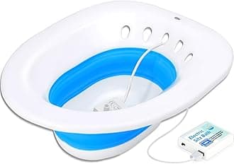 Pochik Electric Sitz Bath, Sitz Bath for Toilet Seat, Postpartum Essentials, Hemorrhoids Postpartum Care Tub, Sits Bath Kit for Women, Collapsible, Wider Seating Area, Hip Bath Tub