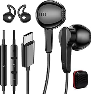 Wired Headphones USB C Earbuds for Apple/Android HiFi Sound Earphones with DAC Chip for iPhone 17 17e Air 16 15 Pro Max, Type C Ear Buds USBC for Samsung S26 S25 S24 for Google/Pixel 10 10a Black