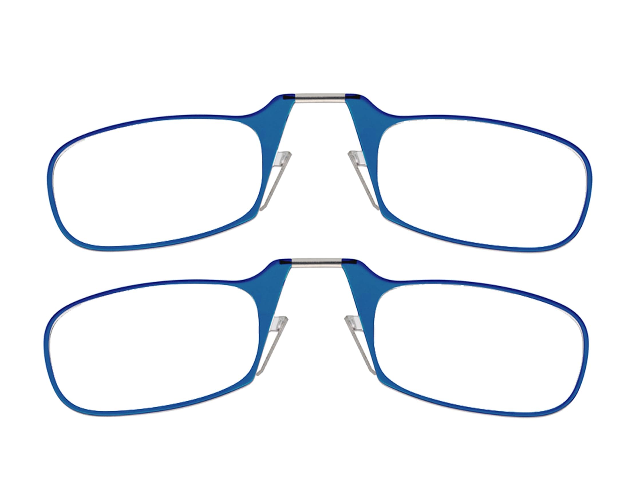 ThinOptics Readers Rectangular Reading Glasses, Blue, 44mm + 2.0