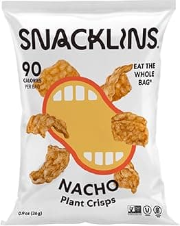 SNACKLINS Plant Based Crisps NACHO - Gluten Free, Grain Free, 100% Kosher, Vegan Healthy Snacks, Crunchy Puffed Snack, Only 90 Calories Per Bag - .9oz Bag (Case of 24)
