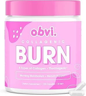 Obvi Collagenic Burn | Hydrolyzed Collagen Peptides + Green Tea Extract Supplement | Supports Metabolism & Daily Wellness | with Biotin, B12 & BioPerine | 30 Servings (120 Capsules)