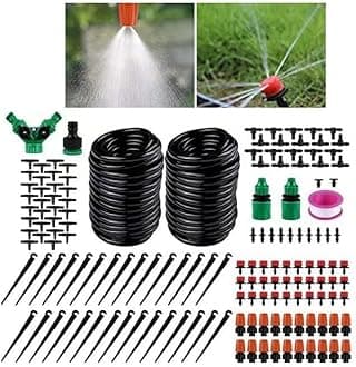 RUQIWEMIGarden Irrigation Misting Micro Flow Dripper Drip Head 1/4 inch Adjustable Sprayer Nozzles Suits Garden Water Cooling Spray Sprinkler Nozzle Suit Drip Irrigation (149pcs Drip Irrigation Set)