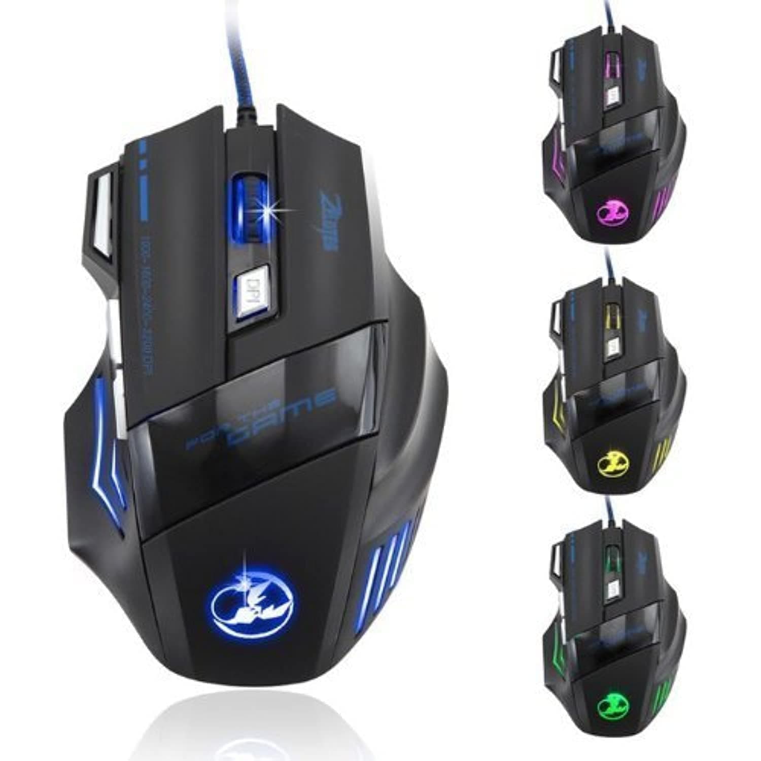 Zelotes5500 DPI 7 Button LED Optical USB Wired Gaming Mouse Mice for Pro Gamer