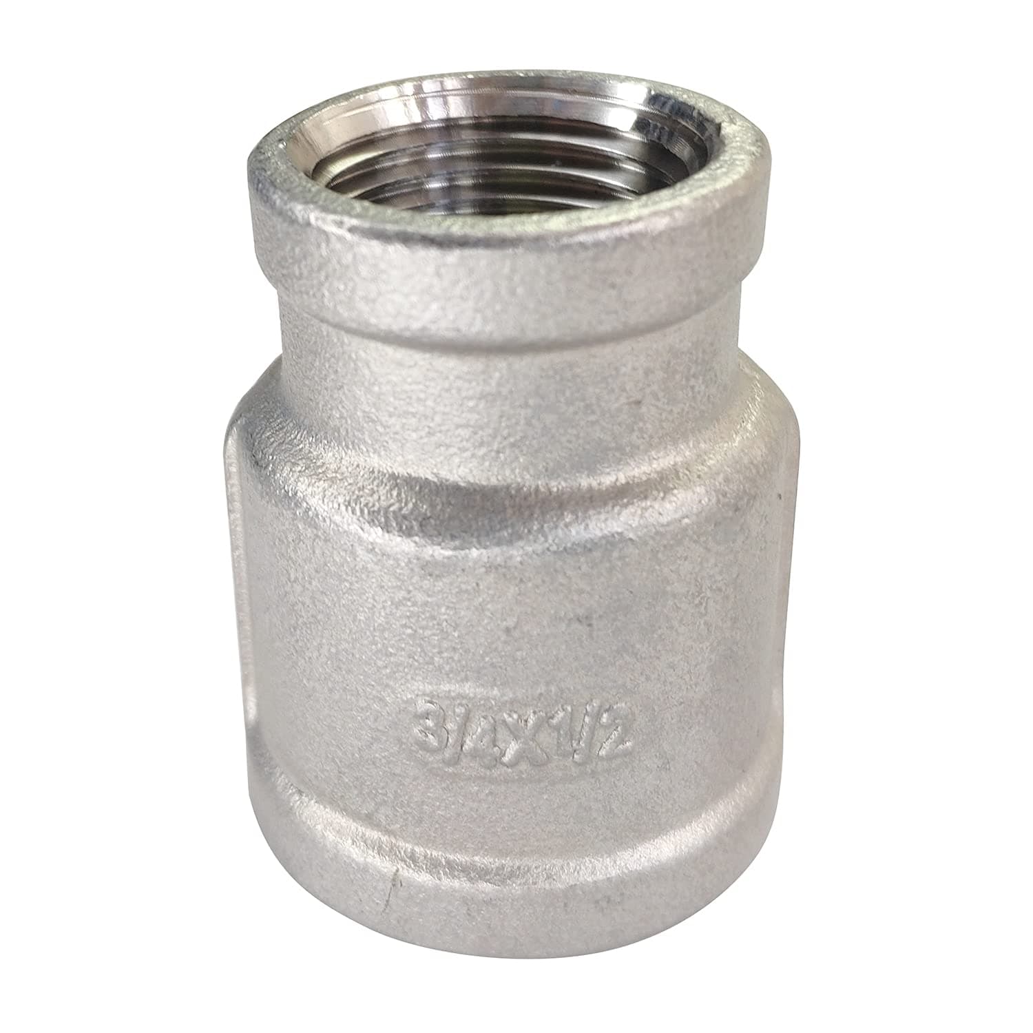 3/4" x 1/2" Reducing Coupling,Stainless Steel 304 NPT Female Threaded Cast Pi...