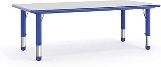 Flash Furniture Wren Adjustable Classroom Activity Table for School and Home, Plastic Activity Table for Kids, 23.625" W x 47.25" L, Gray/Blue