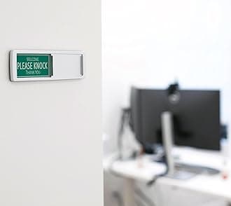 Brothers Bench Green & Red Please Do Not Disturb Sign, Welcome Please Knock Office Decor, Door Hanger Alternative, In a Meeting Sign for Office Door, 7 x 2 Inch Sliding Door