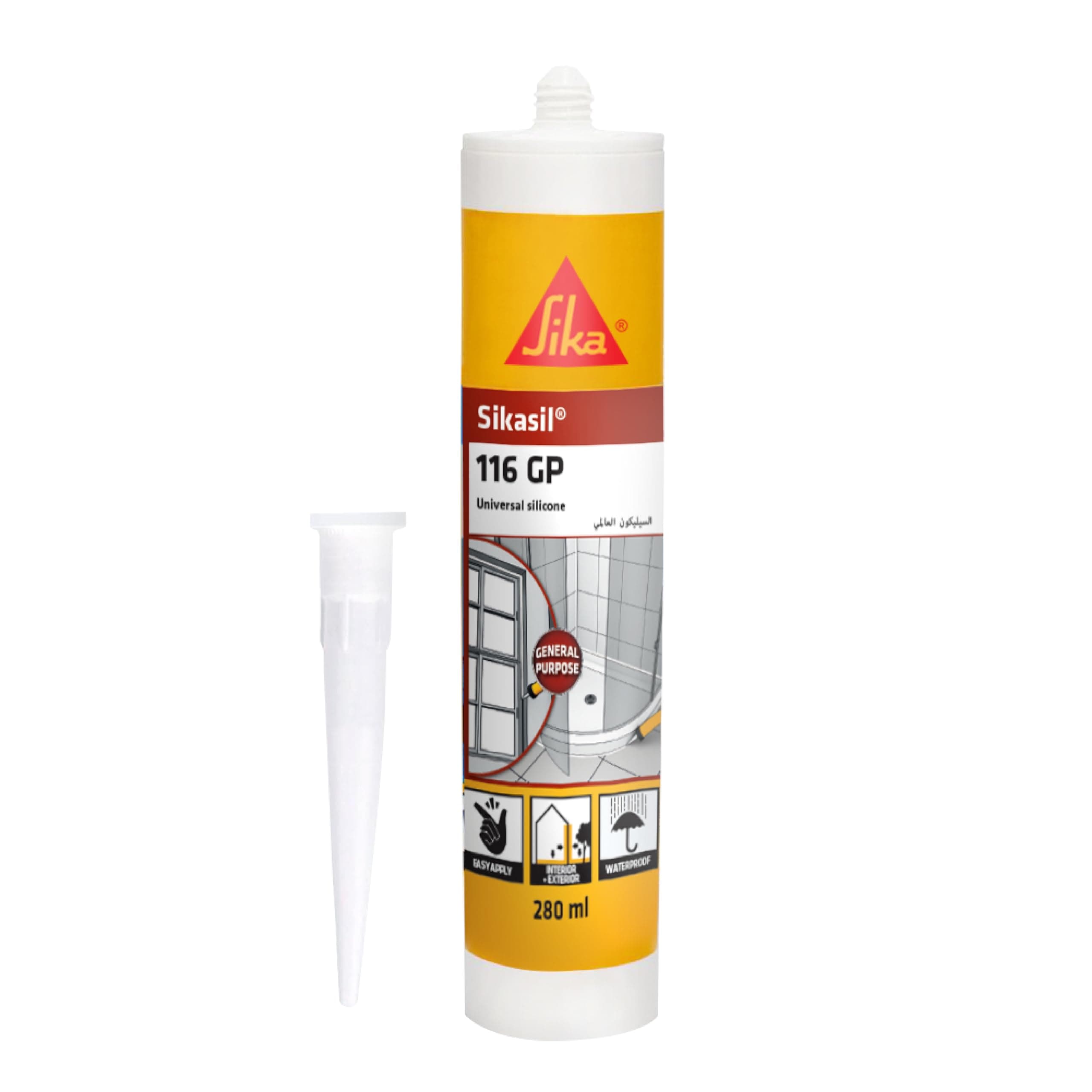 Universal Multipurpose Silicone Sealant For Glazing And Weatherproofing - Sikasil-116 Gp White - Acetoxy Cure - 280ml Cartridge