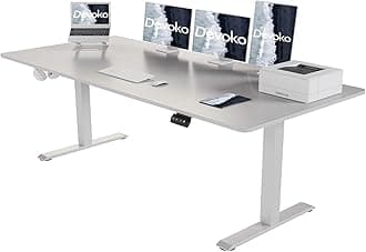 Devoko Electric Standing Desk 180x80cm Sit Stand Table Height Adjustable Desk with Backpack Hook and Memory Smart Pannel, Grey