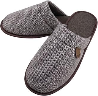 Comfortable House Slippers for Men Full Toe Comfortable Indoor Slip on Warm Slides Sandals with Memory Foam for Bedroom,Indoor Home