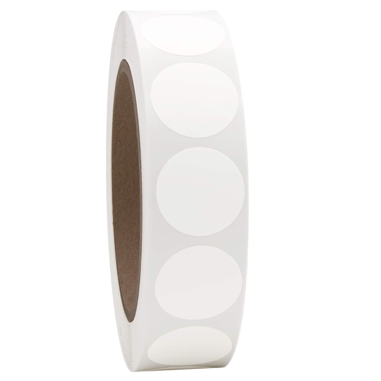 1" Bright White Round Color Coding Circle Dot Labels on a Roll, Semi-Gloss Finish, 1000 Stickers, 1 inch Diameter.