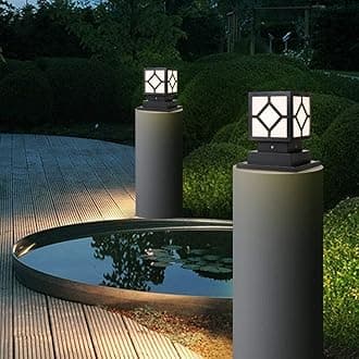 Gate Light for Outdoor Waterproof, Gate Light Lamp for Home Entrance & Garden – Modern Pillar Gate Lamp for Pathway, Porch & Patio (GL17 Black, Pack of 2)