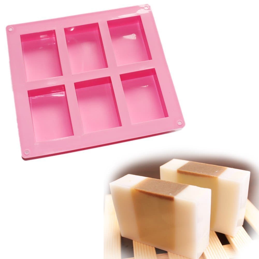 Readyshipping Soft Silicone 6-cavity Plain Basic Rectangle Soap Mold Clay Mould Cookie Candy Making Baking Mold
