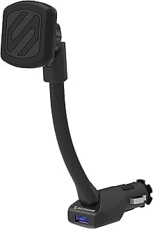 Scosche MAG12V MagicMount Magnetic GPS Holder | 360-Degree Adjustable Mounting Arm with Powerful Neodymium Magnets | Charging Cable Clip | Power Outlet Phone Mount for Car with USB Port - Black