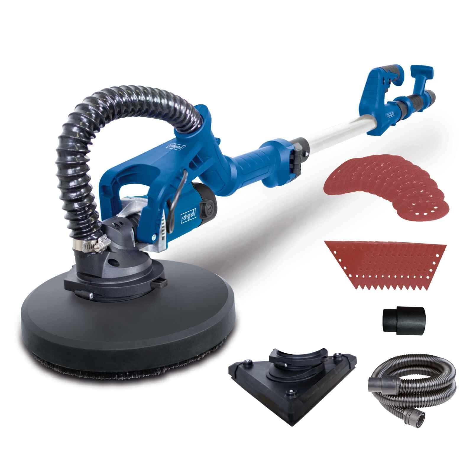Scheppach DS930 Wall & Ceiling Sander | 710W | 215mm Round & Triangular Heads | Inc. 24 Sanding Set + 4m Hose