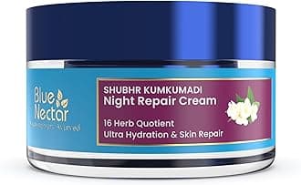 Blue Nectar Kumkumadi Night Cream for Women for Glowing Skin Plant Based Brightening Night Cream for Oily Dry Combination Skin (16 Herbs 15g)