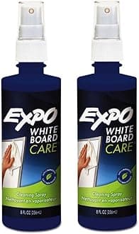 Expo 81803 Liquid Cleaner, White Board Care, 8 Once Capacity, Pack of 2, Removes Ghosting, Stubborn Marks, Shadowing, Grease and Dirt from Whiteboards, Blue Color