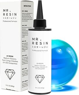 MR. RESIN UV - (250g) Crystal Clear for Crafts : Rock Painting, Molds, Doming,Keychains & Jewelry Making Cures Fast with UV Lamp, LED and Sunlight!