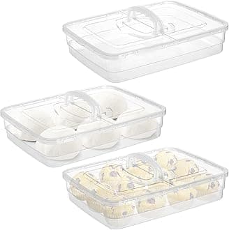 Lawei 3 Pack Pizza Dough Proofing Box, 14 x 10 Inch Dough Trays with Lid and Handle for Pizza, Stackable Pizza Bread Fermentation Storage Containers, Translucent Box with Cover Dough Tray, BPA Free