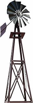 Outdoor Water Solutions Decorative Backyard Windmill – Bronze Finish – Durable Weather-Resistant 4-Leg Tower with Anchoring Stakes – Lawn & Garden Décor – 8ft 3in