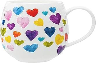 12oz Heart Coffee Mug Bone China Colorful Heart Coffee Mugs Cute Coffee Teacup Heart Gift for Women Mom