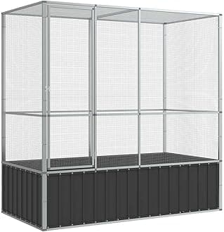 vidaXL Aviary Silver 210.5x107x212 cm Steel—Bird Cage/Parrot Cage/Small Animal Aviary with Steel Mesh Grid and Lockable Door