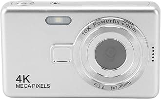 Digital Camera, 50MP 1080P Point and Shoot Digital Camera with 2.4in TFT Screen, 16X Zoom, Auto Focus, Portable Compact Design, for Photography Travel Vlog (Silver)