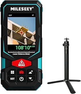 330Ft Outdoor Laser Measure with Camera Viewfinder, Includes Adjustable Aluminum Tripod with Portable Handle and Protection Case for Protection and Organization