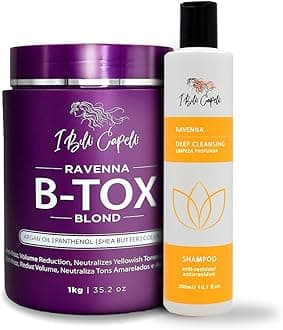 I Belli CapelliRavenna Blond B-tox Hair Treatment Kit- Hair B-tox 1kg/35.02 oz+ Anti-Residue Shampoo 300ml/10.1 fl.oz- Set of B-tox Capilar Para el Cabello & Clarifying Shampoo for Longer Effect