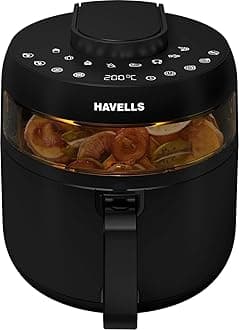 Havells Prolife Crystal Air Fryer 1500W | 5L Capacity | See-Through Window | Up to 85% Less Oil | 8 Preset Menus | Touch Screen & Digital Display | Dehydrator Mode | Auto Restart | 2-Year Warranty