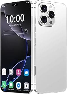 I16 PROMAX unlocked phone, Android 14 4GB,6.8-inch high-definition AMOLED screen smartphone, 4500mAh battery, facial recognition/5G/photo/GPS phone (titanium white,128)