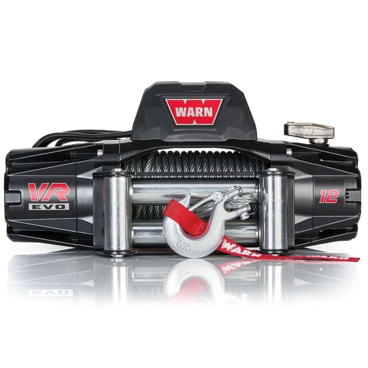 WARN 103254 VR EVO 12 Electric 12V DC Winch with Steel Cable Wire Rope: 3/8" Diameter x 85' Length, 6 Ton (12,000 lb) Pulling Capacity
