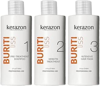 KERAZON Brazilian Keratin Treatment Buriti Liss Kit 2oz/60ml - At Home Keratin Treatment Smoothing and Straightening - Keratina para Alisar el Pelo - For All Hair Types